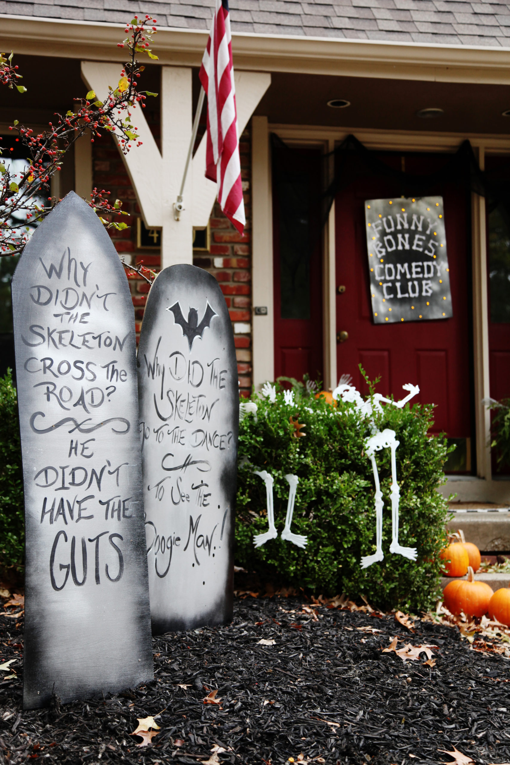 Funny Bones Comedy Club Halloween Theme Front Porch Decorations