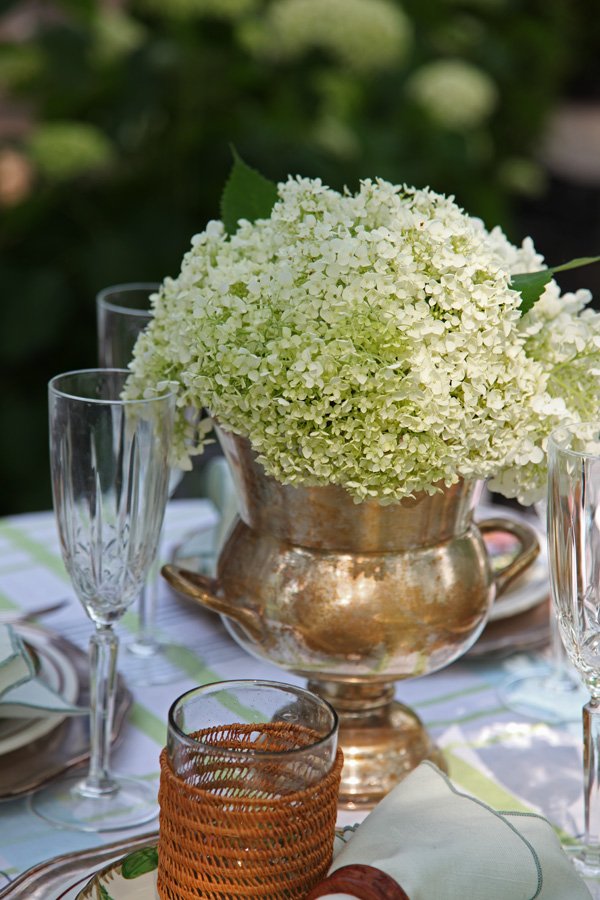 Outdoor Wedding Hydrangea Centerpiece
